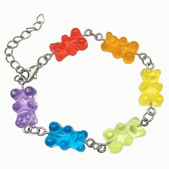 Rainbow Candy Gummy Bear Bracelet - Brand New, Lobster Clasp with Extra Chain - Picture 1 of 4